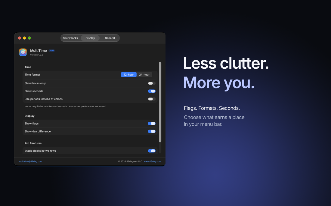 Approved MultiTime App Store artwork featuring actual Display settings